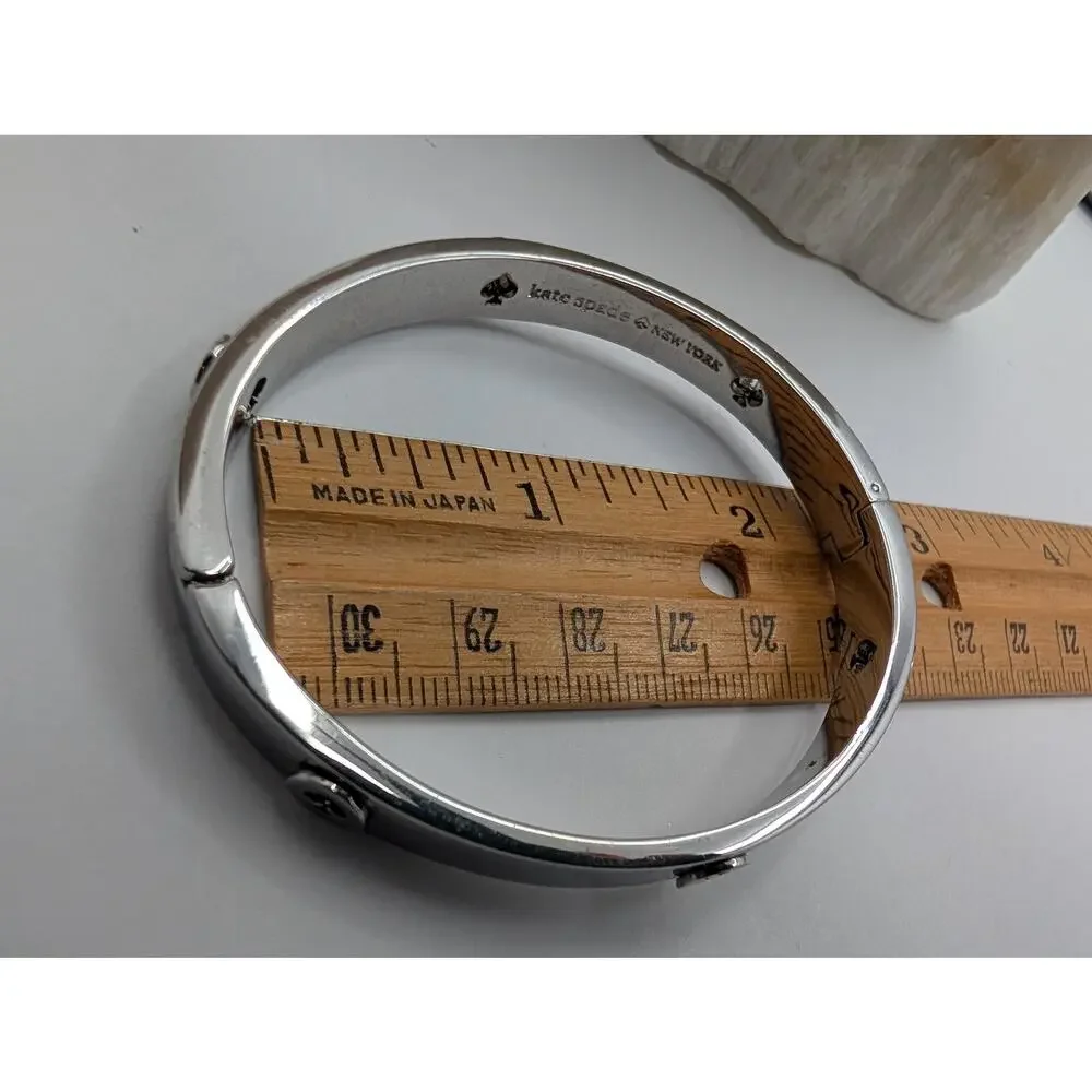 Kate Spade New York Silver Tone Spade Logo Hinged Bangle Bracelet Fashion - Picture 6 of 7